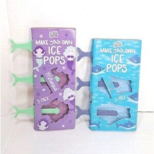 Cool Gear Make Your Own Mermaid Shark Ice Pops 6 Mold Popsicle Set Summer Fun